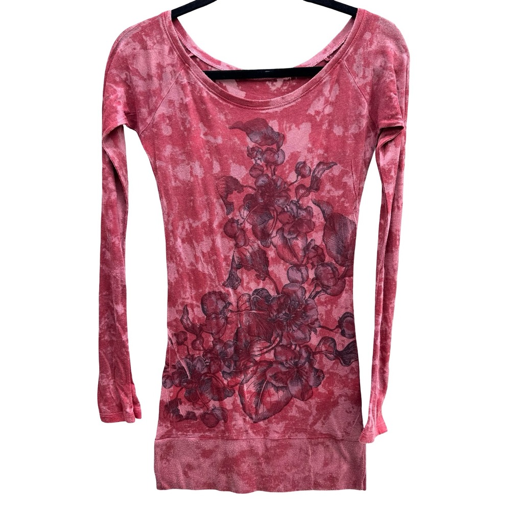 Velvet Burnout Y2K 90s Acid Wash Floral Fairygrunge Boho Grungecore Tunic Top S